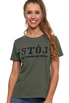 T-shirt damski, khaki, Stój bo strzelam focha, Moraj