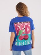 T-shirt damski, niebieski, Sublevel