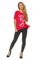 T-shirt damski, różowy, Całuj, Przytul, Kochaj, Moraj