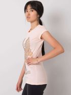 T-shirt damski, różowy, Ex Moda