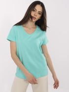 T-shirt damski, turkusowy, Basic Feel Good