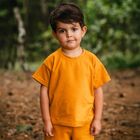 T-shirt dziecięcy, musztardowy, Eevi