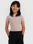 T-shirt dziewczęcy, beżowy, 4F