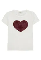 T-shirt dziewczęcy, biały, dwustronne cekiny, Tom Tailor