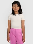 T-shirt dziewczęcy, ecru, 4F