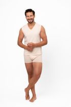 T-shirt męski bez rękawów, beżowy, Apollo, Italian Fashion