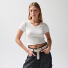 T-shirt prążkowany z domieszką modalu NOWEAR