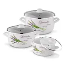 Tadar, komplet garnków emaliowanych, lawenda, 6 elementów
