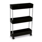 Tadar, organizer, regał łazienkowy na kółkach, 3 poziomowy, czarny, 40-13,5-61 cm