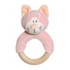 Teddykompaniet, Diinglisar, kot, grzechotka drewniana, różowy, 12 cm