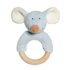 Teddykompaniet, Diinglisar, myszka, grzechotka drewniana, niebieska, 12 cm