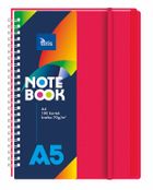 Tetis, kołonotatnik A5, 100 kartek, kratka, czerwony, 1 szt.