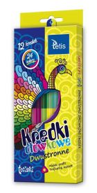 Tetis, kredki trójkątne, dwustronne, 12 sztuk, 24 kolory