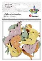 Titanum, drewniane ptaszki, pastelowe, 37-22 mm, 12 szt.