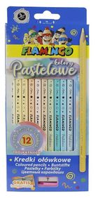 Titanum, kredki ołówkowe, pastelowe, trójkątne, 12 kolorów + temperówka