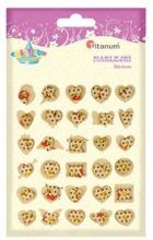 Titanum, naklejki papierowe, 3D, serca, groszki