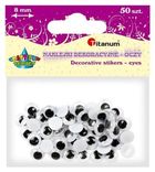 Titanum, oczy samoprzylepne bez rzęs, 8mm okrągłe, 50 szt.