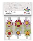 Titanum, ozdoba drewniana, klamerki, kwiatki, 26-27 mm, 6 szt.