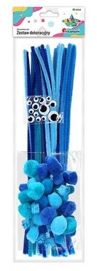Titanum, zestaw druciki, pompony, oczka niebieski, 80 szt.