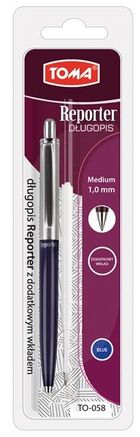 Toma, Reporter, długopis z wkładem, niebieski, 1 mm, 1 szt.