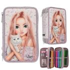 Top Model, Blooming Kitty, piórnik rozkładany, potrójny, z wyposażeniem, różowy