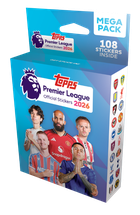 Topps, Premier League 2026, Stickers Mega Pack, zestaw saszetek z naklejkami kolekcjonerskimi, 18 szt.