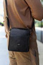 Torba listonoszka, czarna, skórzana, Peterson