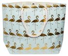 Torba z flamingami miętowa, 57-40h/39-18 cm