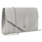 Torebka kopertówka, srebrna, brokatowa, Rovicky