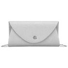 Torebka kopertówka, srebrna, brokatowa, Rovicky