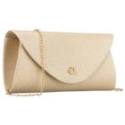 Torebka kopertówka, złota, brokatowa, Rovicky