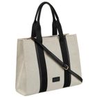 Torebka shopper, beżowo-czarna, Peterson