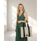 Torebka shopper, beżowo-czarna, Rovicky