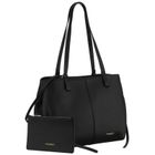 Torebka shopper z etui, czarna, skóra ekologiczna, Peterson