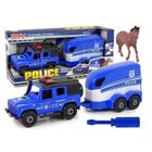 Toys, pojazd policyjny z przyczepą i koniem