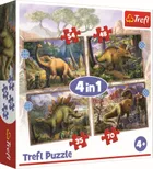 Trefl, Ciekawe Dinozaury, puzzle 4w1