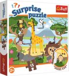 Trefl, safari, puzzle surprise z okienkiem, 15 elementów