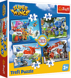 Trefl, Super Wings, Odlotowa paczka, 4w1, puzzle, 12, 15, 20, 24 elementy