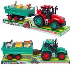 Trifox, traktor z przyczepą i zwierzętami, pojazd rolniczy