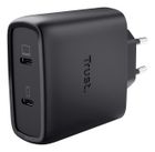 Trust, ładowarka, GaN 65W, 2xUSB-C, czarna