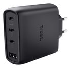 Trust, ładowarka, GaN 65W, 3xUSB-C, 1xUSB-A, czarna