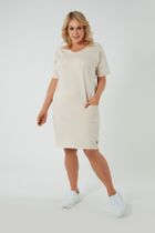 Tunika damska z krótkim rękawem, plus size, beżowa, Stella, Italian Fashion