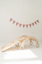 tupti.wood, duży bujak montessori z uchwytami + duża zjeżdżalnia, chmurki, naturalny