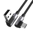 Ugreen, kątowy kabel, USB - USB C, Quick Charge 3.0 QC3.0 3 A, 1m, US176, szary