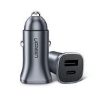 Ugreen, ładowarka samochodowa, USB Typ C / USB 24W, Power Delivery Quick Charge, szary, 30780