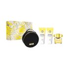Versace, Yellow Diamond, zestaw: woda toaletowa, spray, 90 ml + żel pod prysznic, 100 ml + balsam do ciała, 100 ml + kosmetyczka