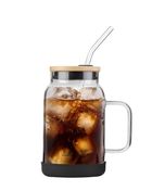 Vialli Design, słoik ze słomką, 600 ml, czarny Fuori