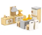 Viga, PolarB, zestaw mebelków do domku dla lalek kuchennch z jadalnią