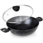 Vilde, Black line, patelnia granitowa głęboka ze szklaną pokrywką, 28 cm, 3,5 l