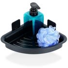 Vilde, półka pod prysznic, narożna, przyklejana, czarna, 28-22-8 cm